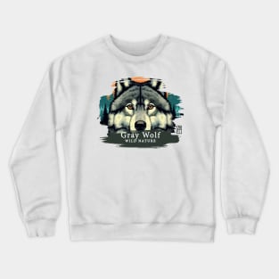 Gray Wolf - WILD NATURE - WOLF -6 Crewneck Sweatshirt